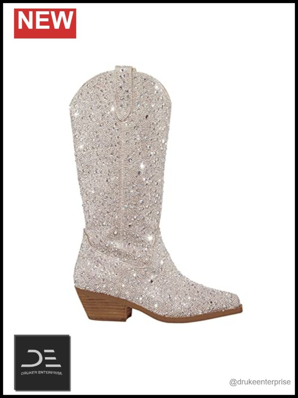 Rhinestone Cowboy Boots Knee High Sparkly Cowgirl Bootie